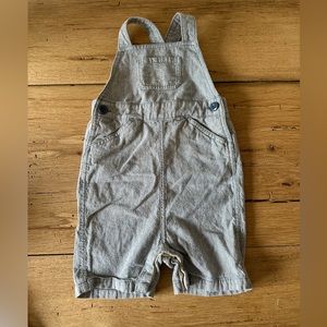 Hanna Anderson overalls in railroad stripe
